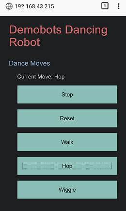 Dancing Robot Web Interface